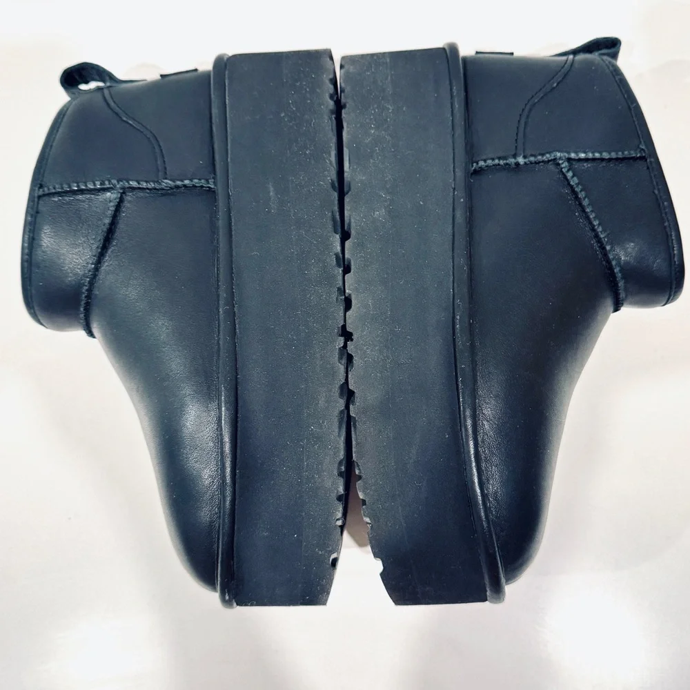 UGG WOMEN'S ULTRA MINI PLATFORM LEATHER SHEARLING LINED ANKLE BOOTS BLACK size 6 - Picture 10 of 14